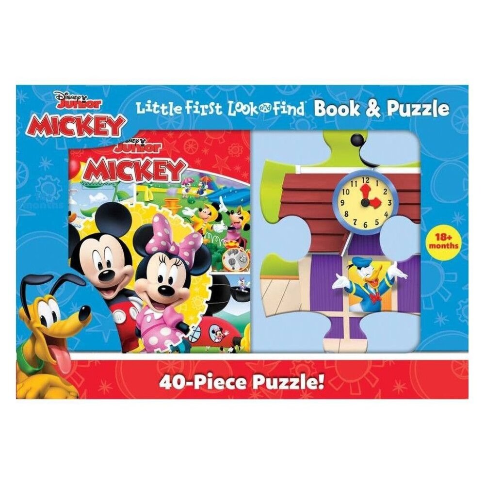 Disney Junior Mickey Little First Look & Find Book & 40-Piece Puzzle Set